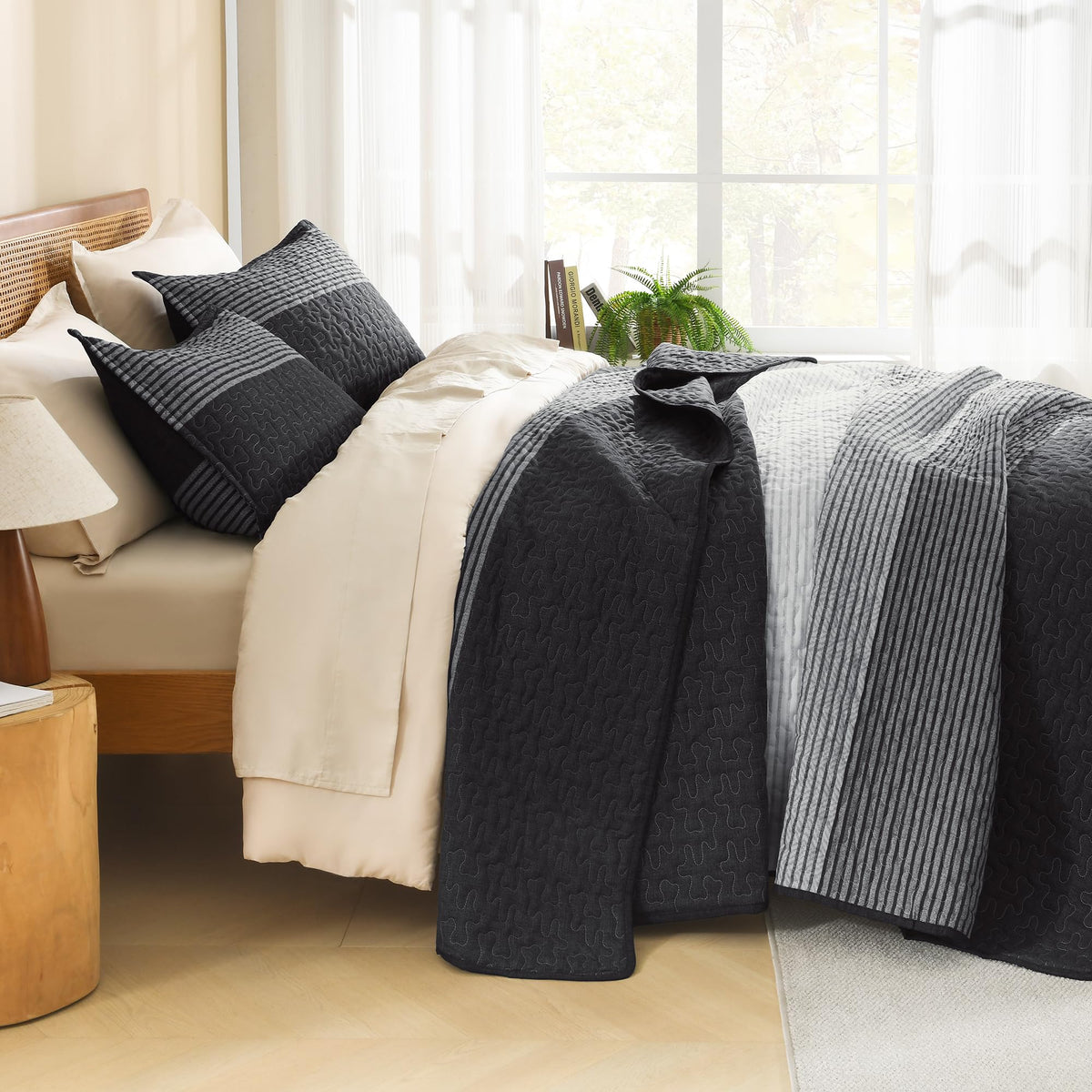 Litanika patchwork grey stripes detail for a modern versatile look