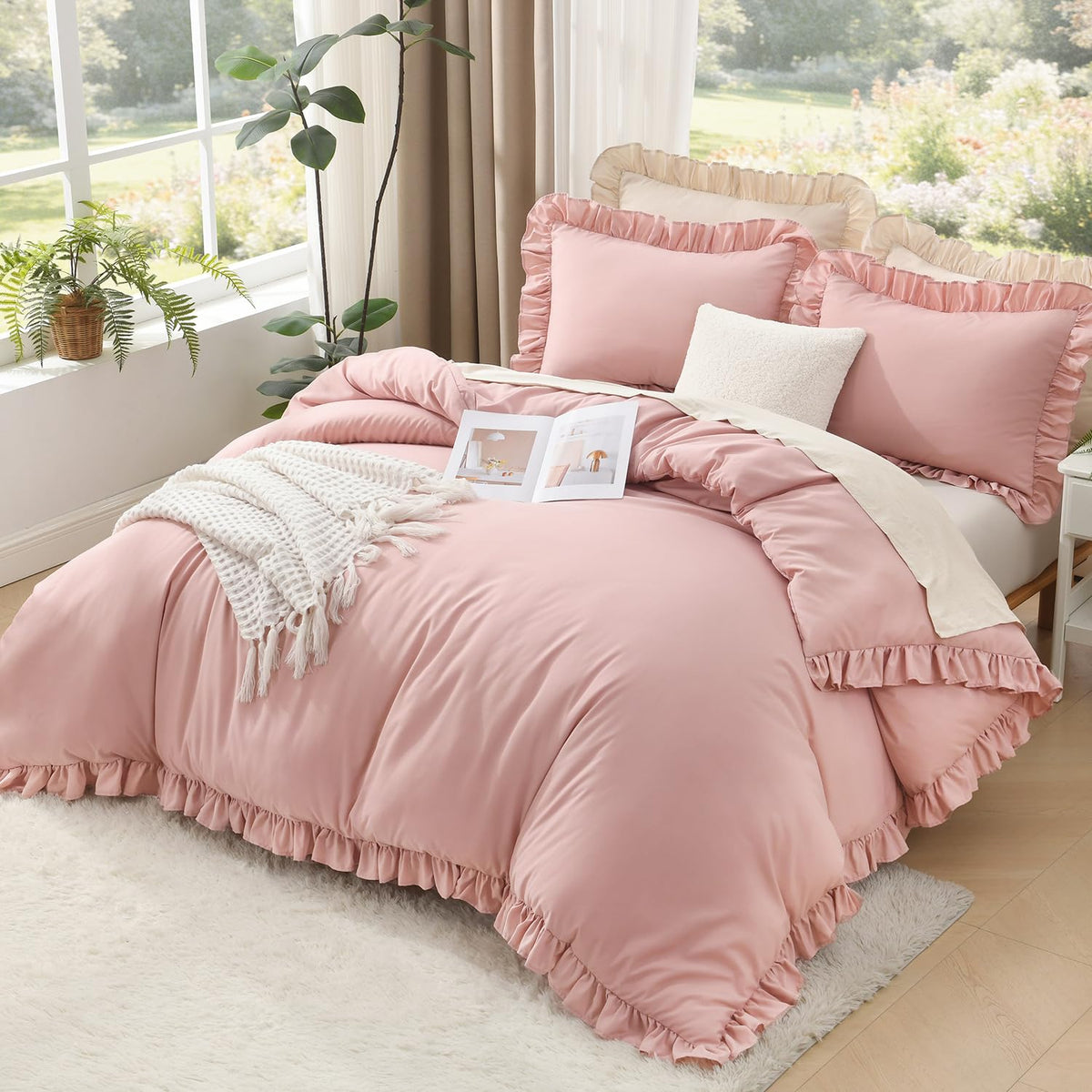 Litanika ruffle trim detail enhances feminine charm and décor.