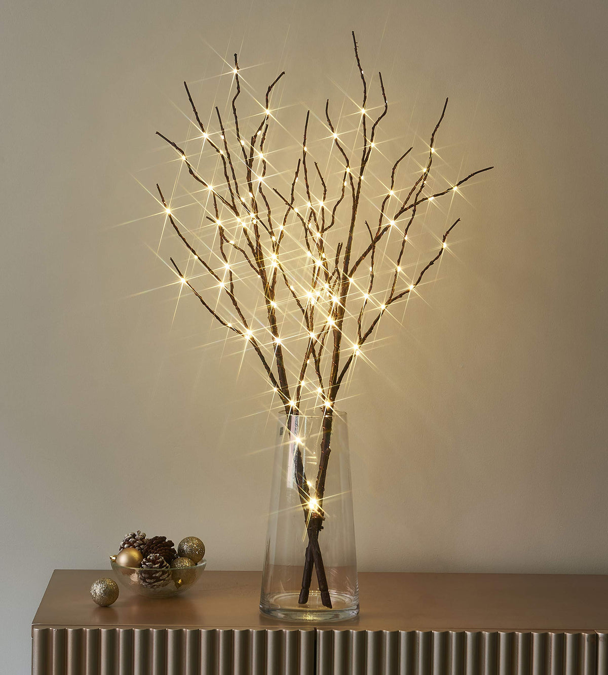 LITBLOOM lighted brown willow branches 32 inches with warm LED glow for festive decor.