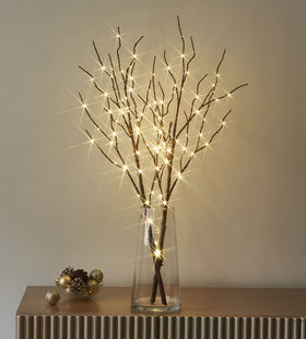 LITBLOOM lighted brown willow branches 32 inches with warm LED glow for festive decor.