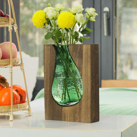 Litivy asymmetrical wood vase adds rustic-modern charm to shelves.