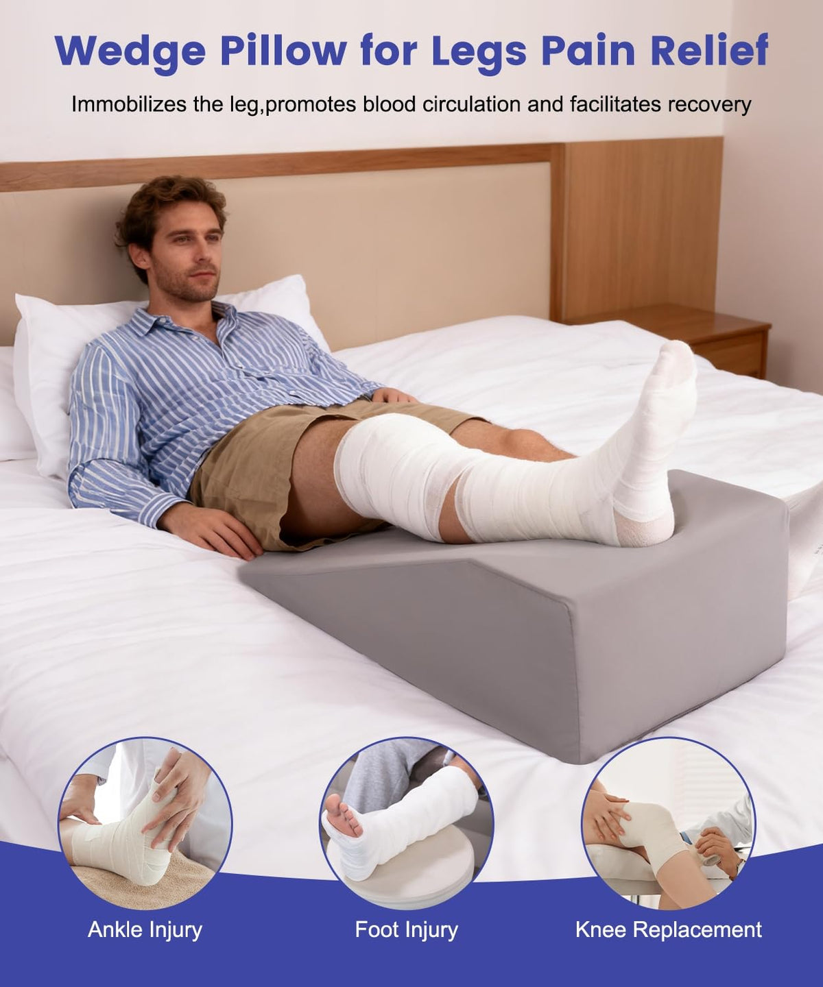 Litluxu leg elevation pillow foam-core provides soft supportive lift