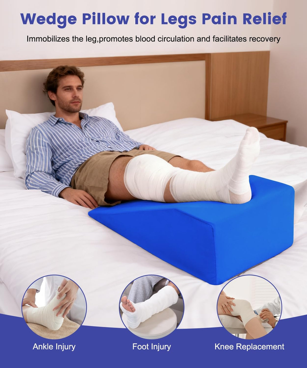Litluxu leg elevation pillow elevates legs to promote circulation and reduce swelling