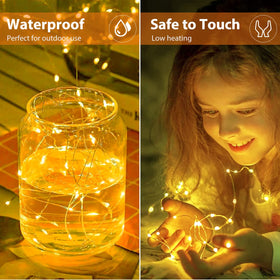 Litogo battery-operated fairy lights close-up of LED bulbs for safe, touch-friendly setup