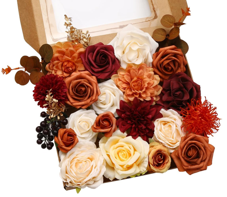 LITOYNAN orange-burgundy dahlia collection for DIY wedding bouquets.