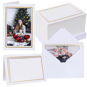 Litpoetic 50-count photo frame cards with envelopes laid out flat for gifting memories