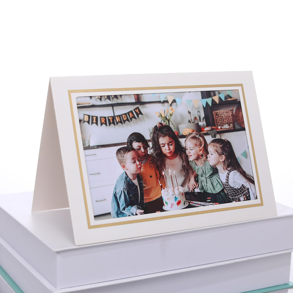 Litpoetic gold foil border adds elegant touch to 4x6 photo cards