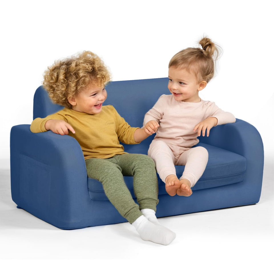Little Dove 3-in-1 couch front view, broad seating for siblings to share.