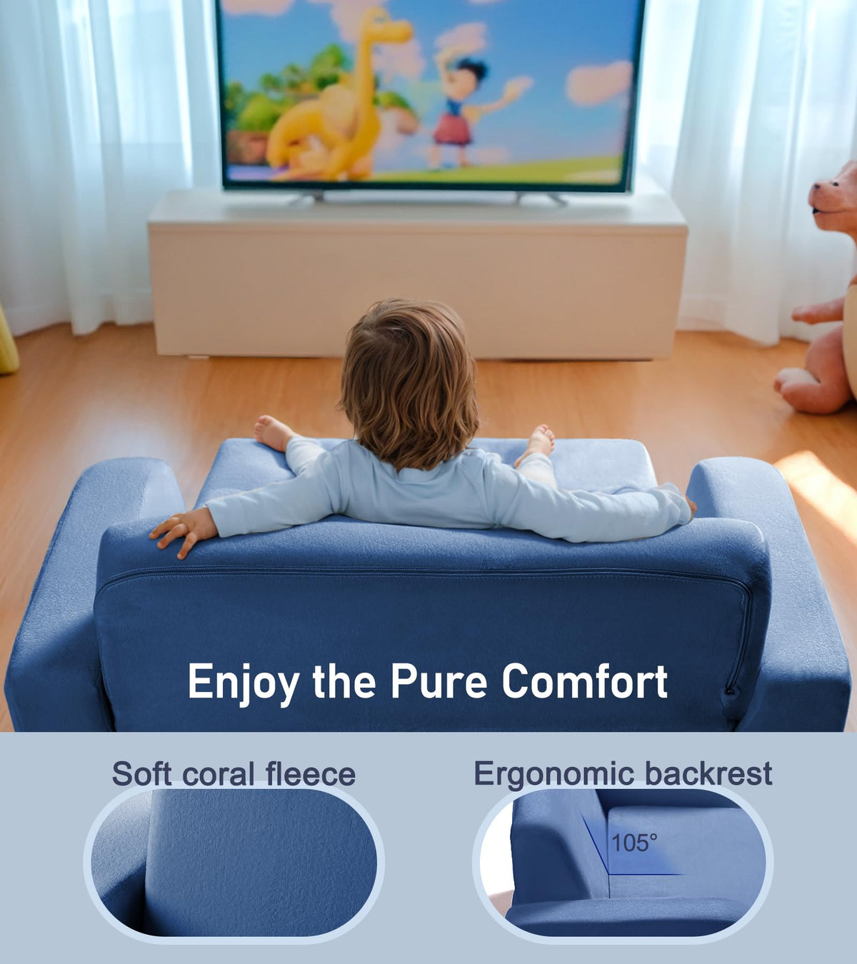 Little Dove 3-in-1 couch lounger mode, roomy surface for naps.