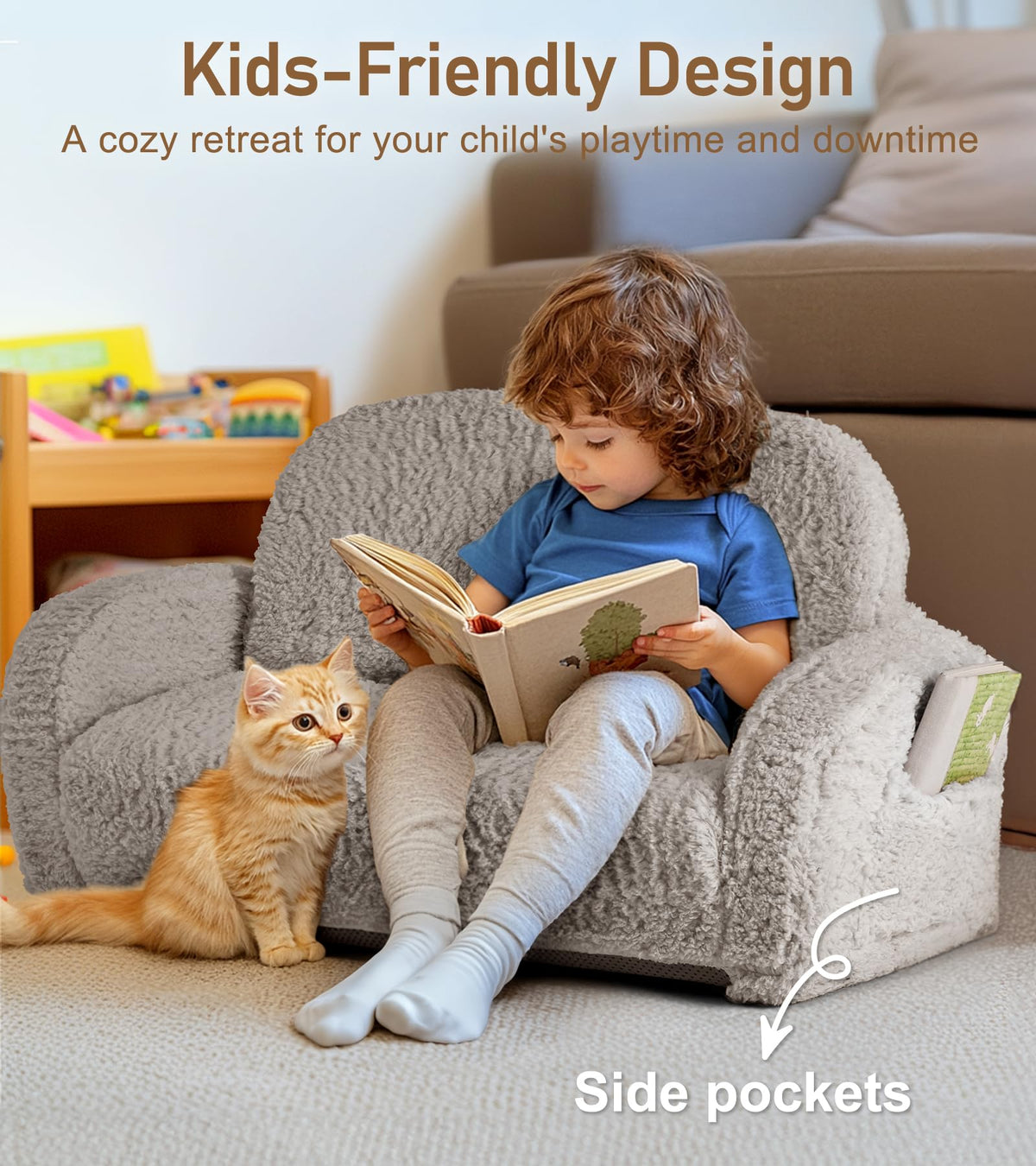 Little Dove gray modern design blends with kids' rooms for versatile use