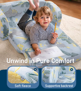 Removable machine-washable cover keeps the kids couch fresh.