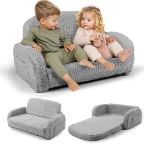 Little Dove 2-in-1 Sherpa fold-out couch closed for easy storage and quick setup