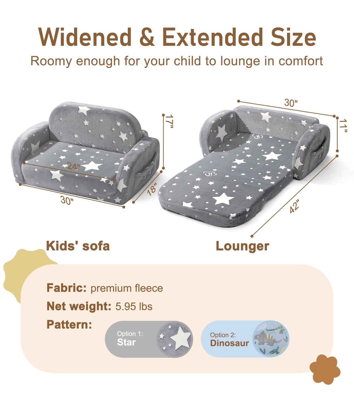 Little Dove star-pattern couch makes a charming gift for kids.