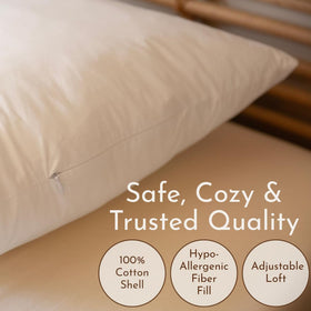 Little Sleepy Head Standard Pillow side-zip reveals adjustable loft for personalized support.