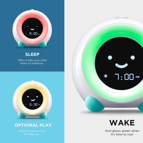 LittleHippo Mella Arctic Blue glow yellow timing cues signal transition for wake routine.