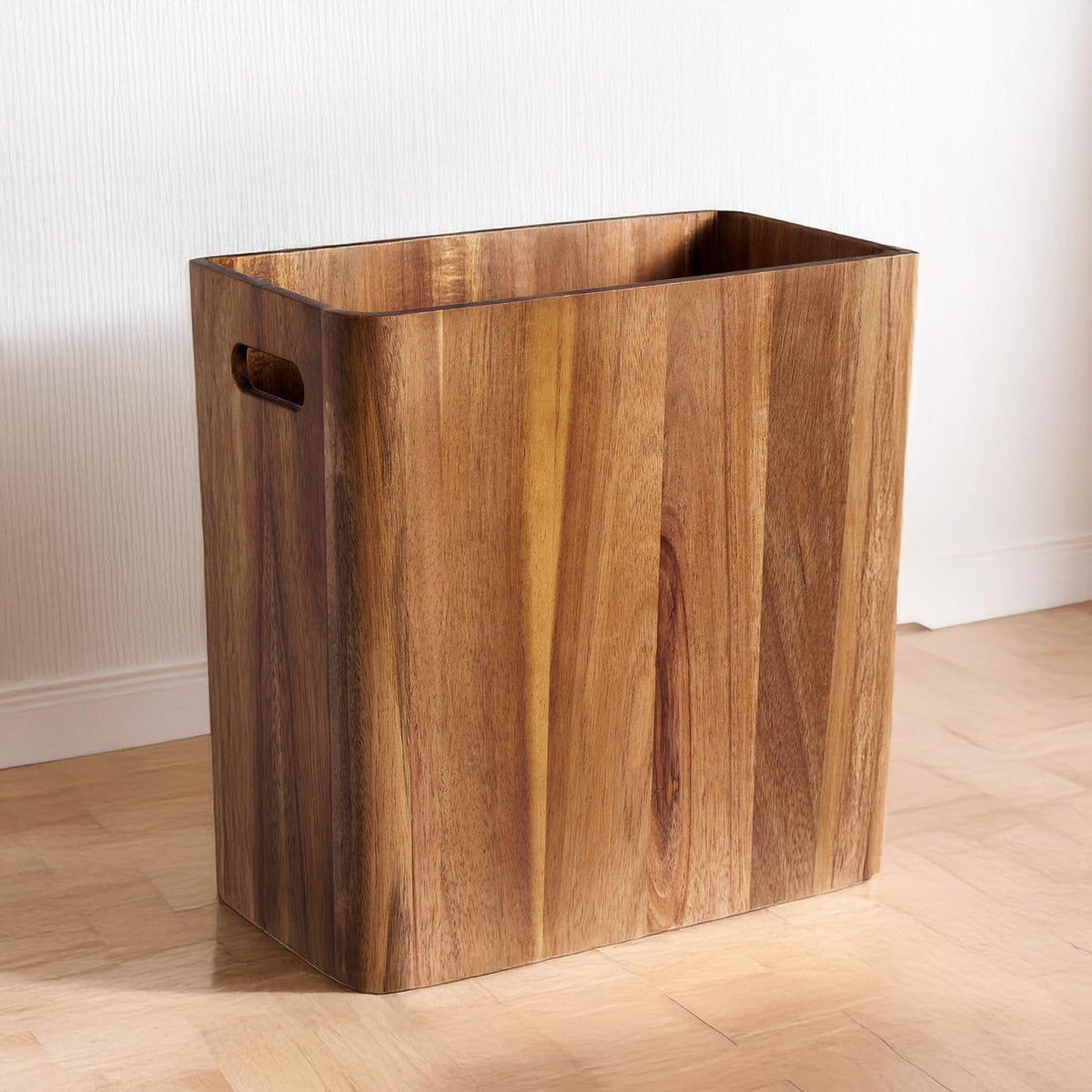 LiTY 3-gallon rectangular wooden wastebasket for space-saving storage