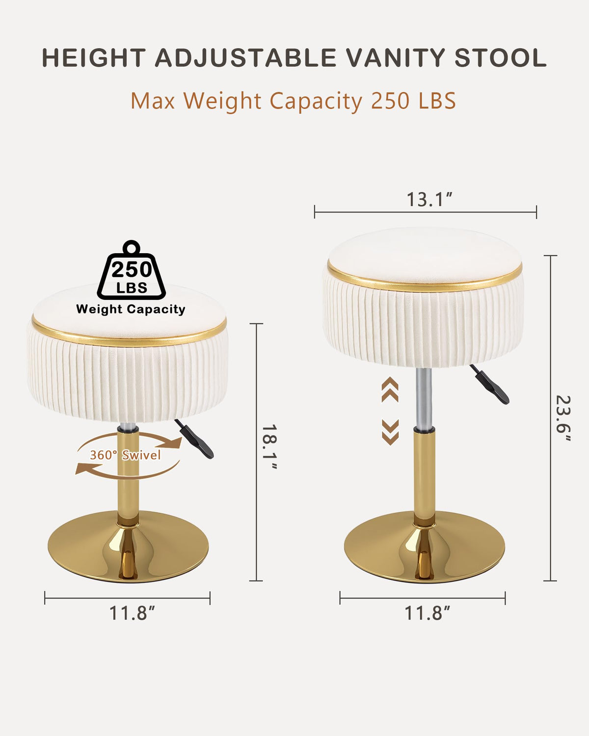 LITZFUR non-slip stable base protects floors and keeps stool steady