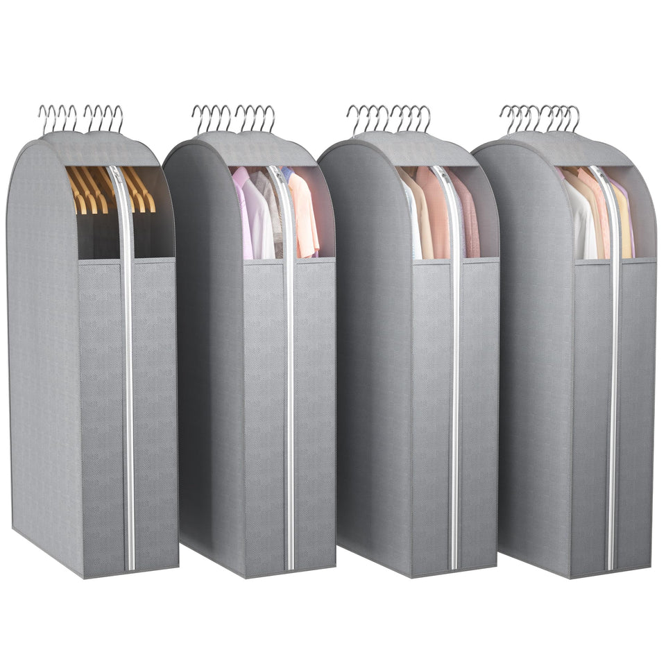 Liuoud 10-inch gusseted garment bag with window keeps suits wrinkle-free and easy to locate.