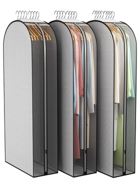 Liuoud 10-inch gusseted garment bag with side clear panel for quick identification.