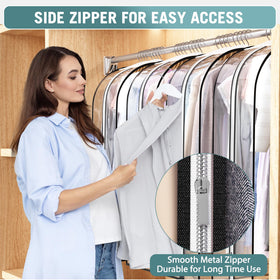 Liuoud four-pack garment bags keep suits organized and easy to locate.