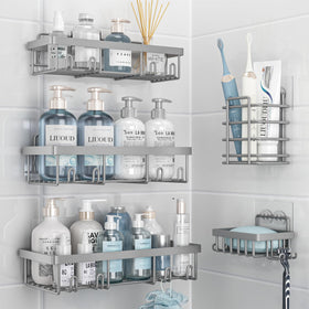 Liuoud 5-pack shower caddy wall-mounted for organized bathroom storage