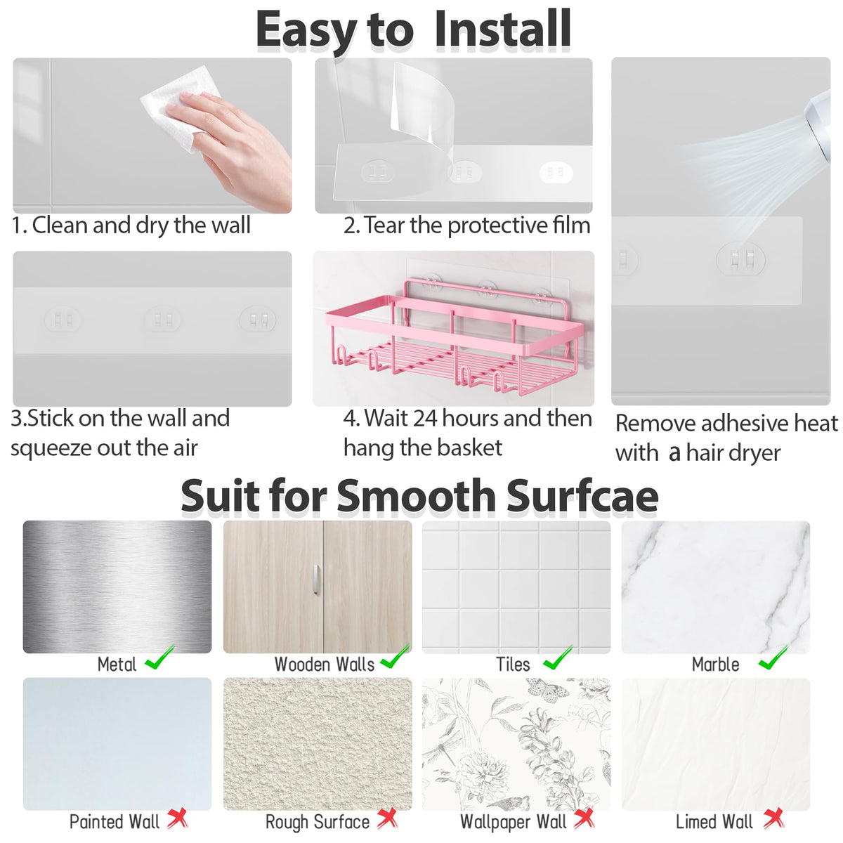 Liuoud bathroom organizer setup shows a clutter-free shower space