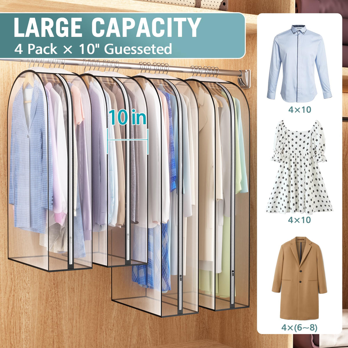 Liuoud 40/50 inch clear bag for long dresses and coats.