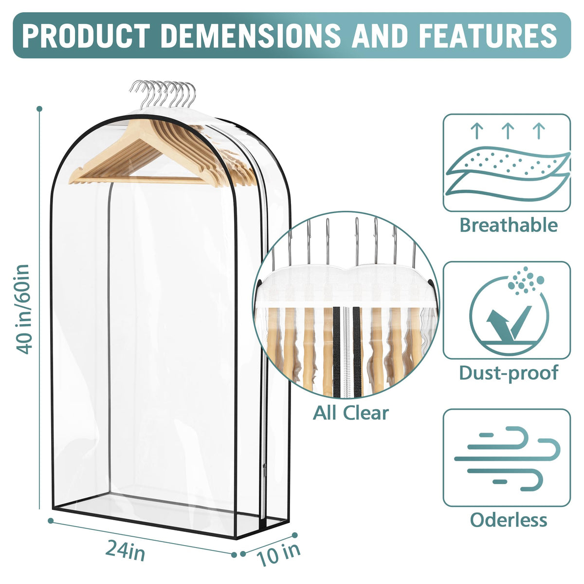 Liuoud 60-inch garment bag for long dresses protecting from dust.