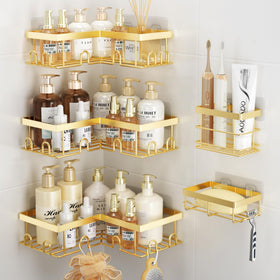 Liuoud Corner Shower Caddy 5-pack with integrated corner shelves for clutter-free shower storage