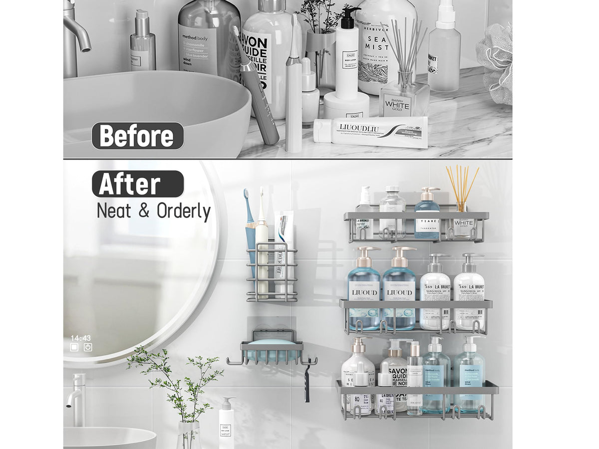 Liuoud large-capacity shelves store bottles and bath essentials within reach