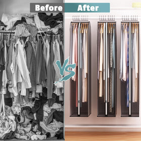 Liuoud open-wardrobe storage reduces wrinkles and clutter.