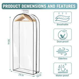 Liuoud open wardrobe storage demonstrates clear bags for visible outfit selection.