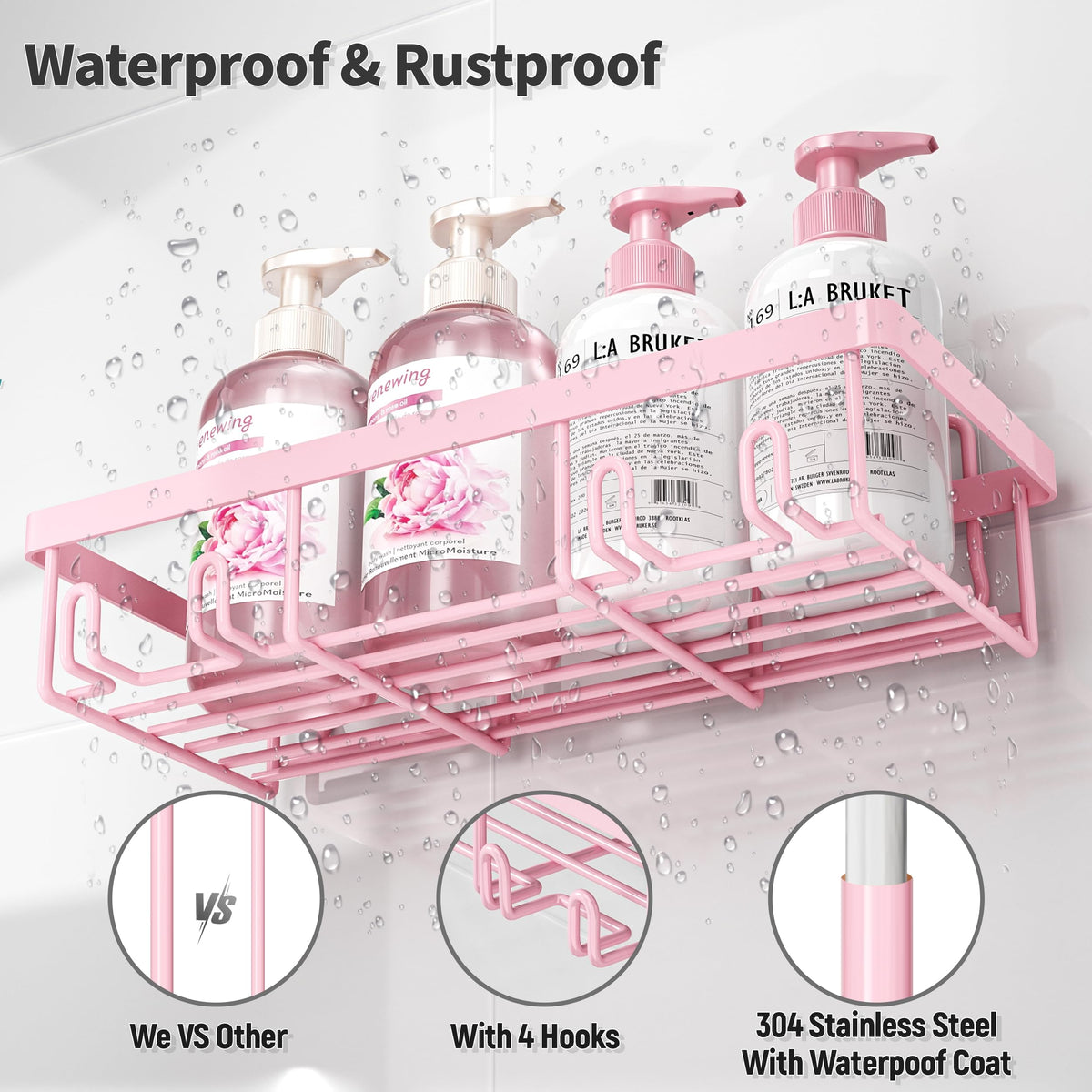 Liuoud pink soap holder keeps bars dry and reachable