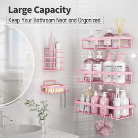 Liuoud pink wall shower caddy medium neatly stores daily bath essentials