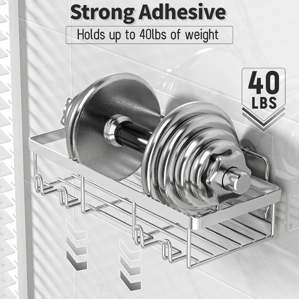 Liuoud adhesive installation image shows easy no-drill setup with strong hold.