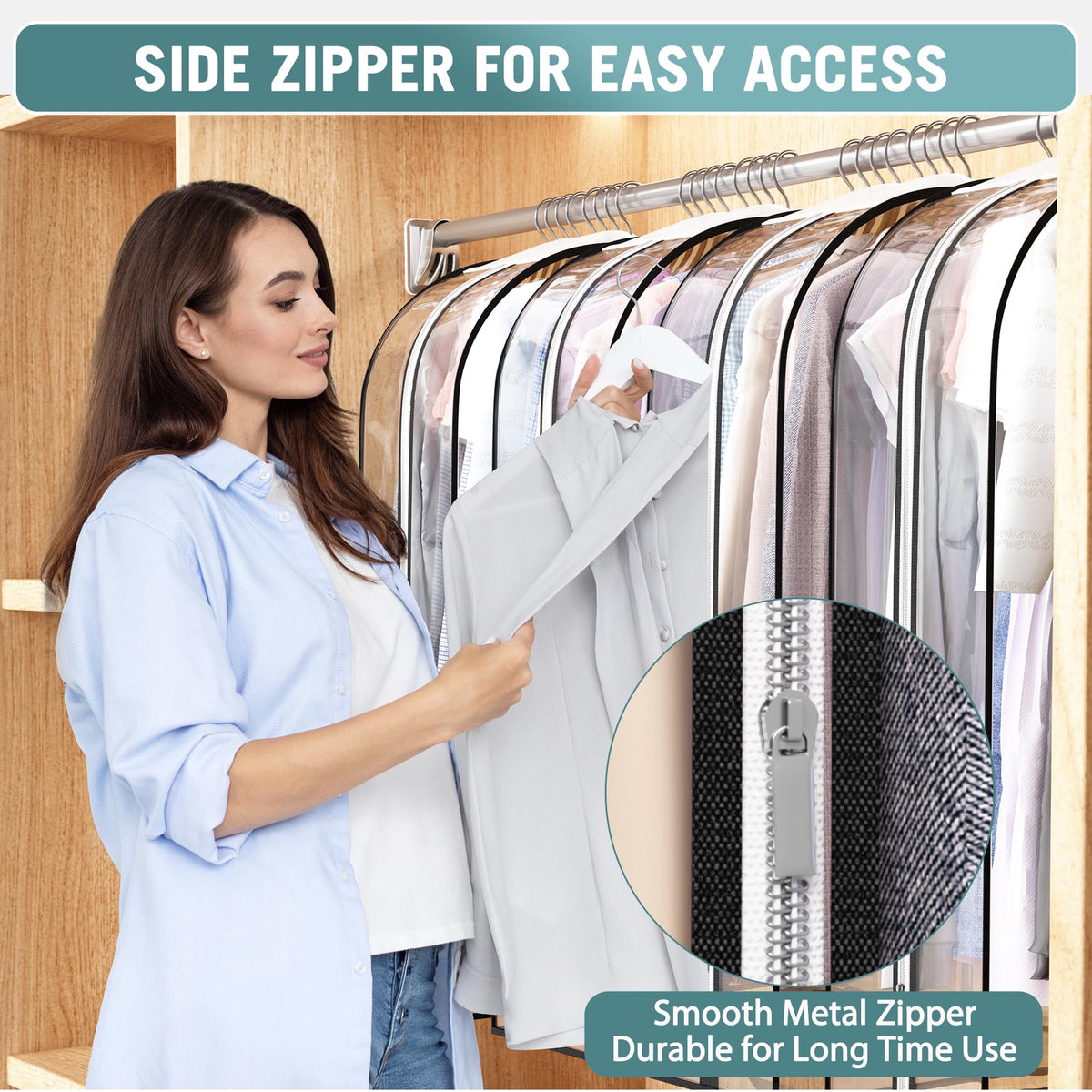 Liuoud side zipper access lets you grab items without unpacking all garments.