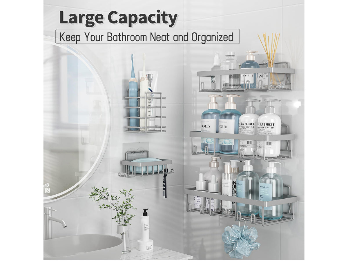 Liuoud stainless steel construction resists rust for durable shower storage