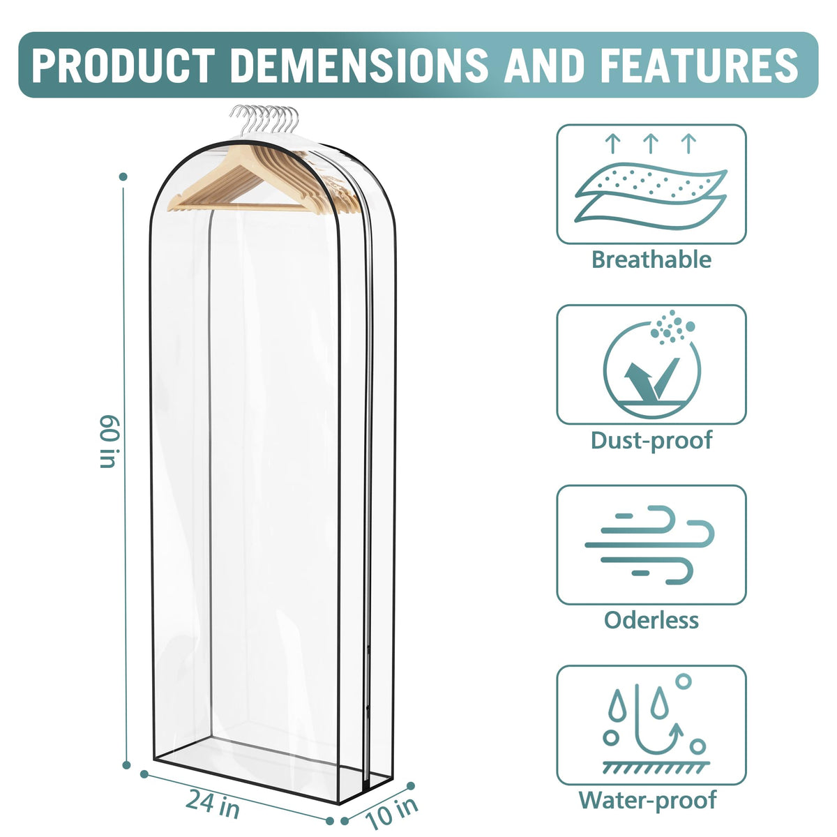 Liuoud breathable top fabric and small hanger holes protect clothes from dust and odors.
