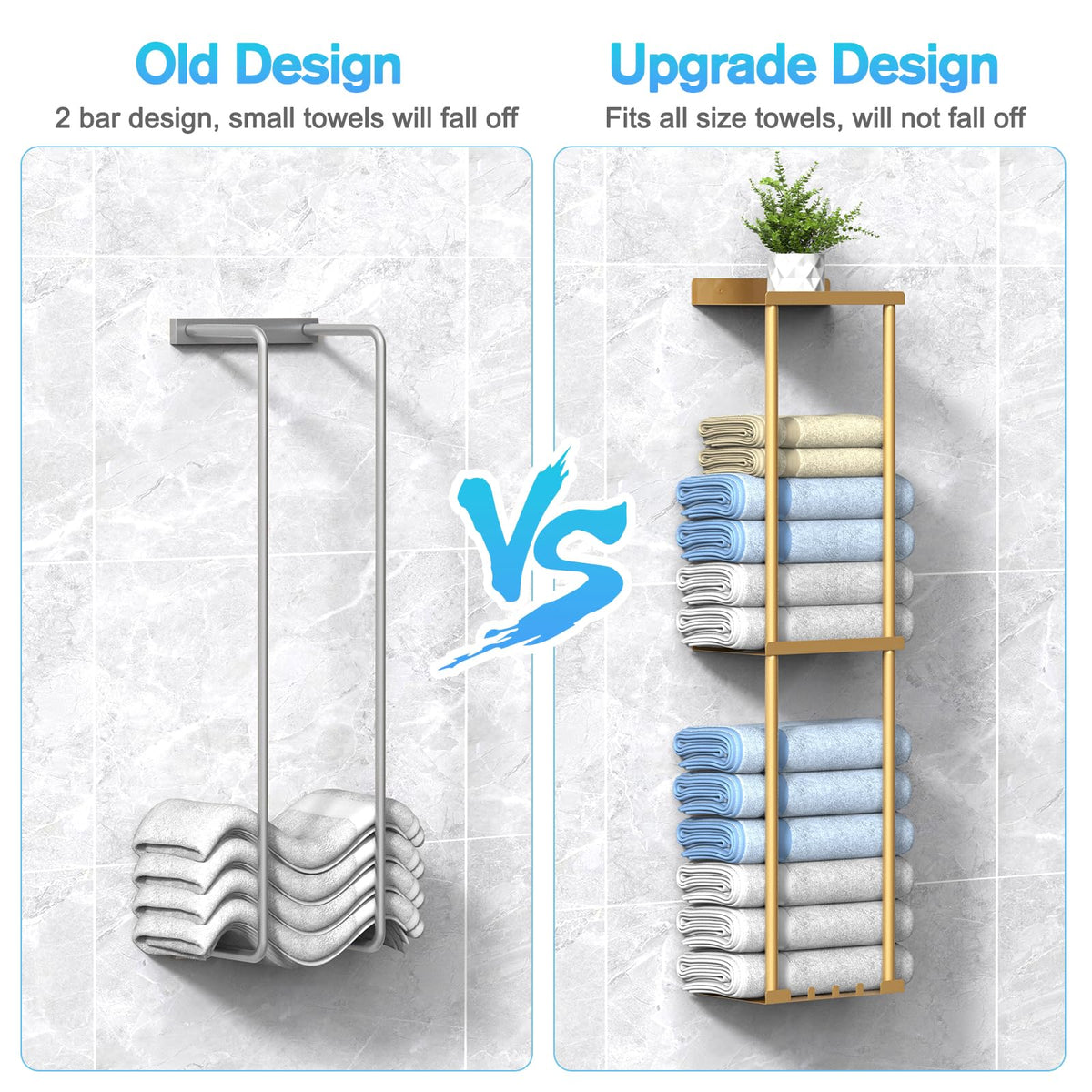 Liuoud towel rack rustproof stainless steel with gold finish