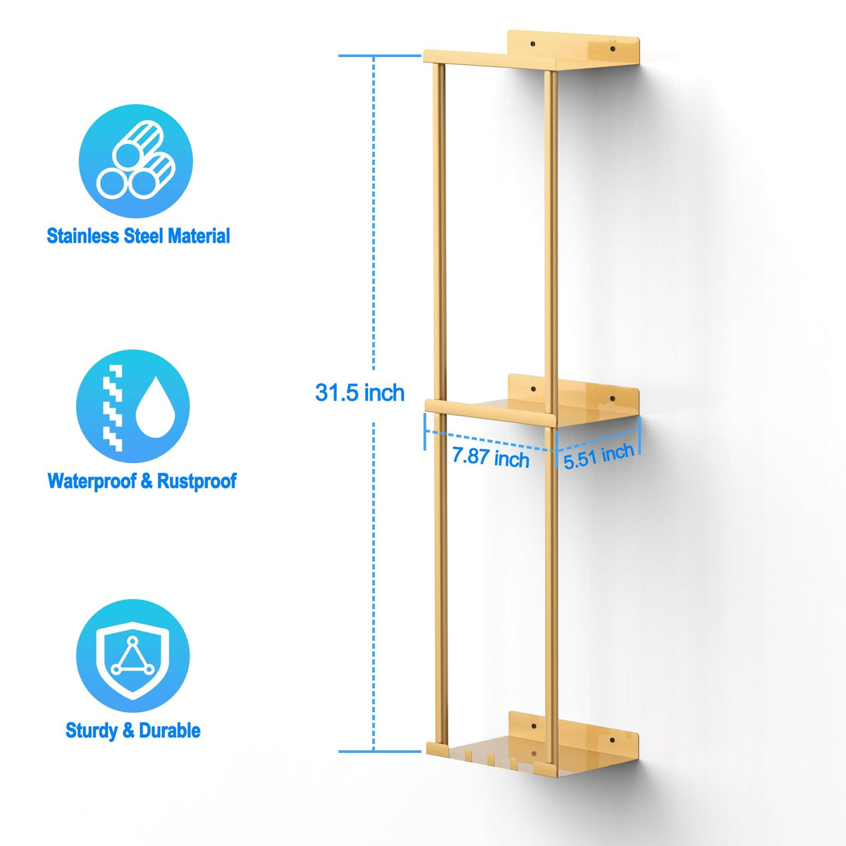 Liuoud two-tier design gold shelves organize towels by category