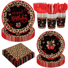 Liushugu red cheetah plates 9in for bold party dining.