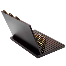 LIUYALO walnut finish with refined hand-polish for a premium display aesthetic.