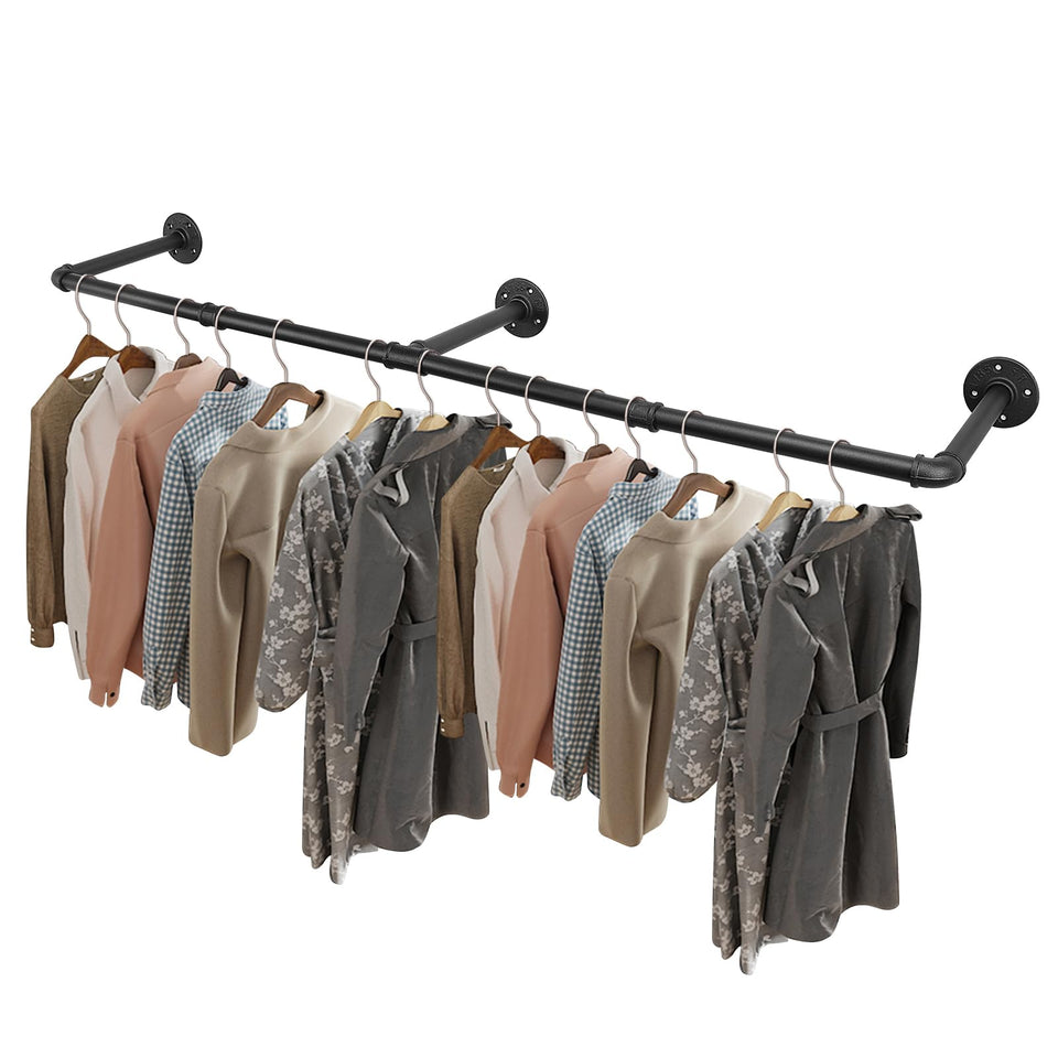 Livabber industrial pipe rack wall-mounted 50-inch for space-saving storage in homes.
