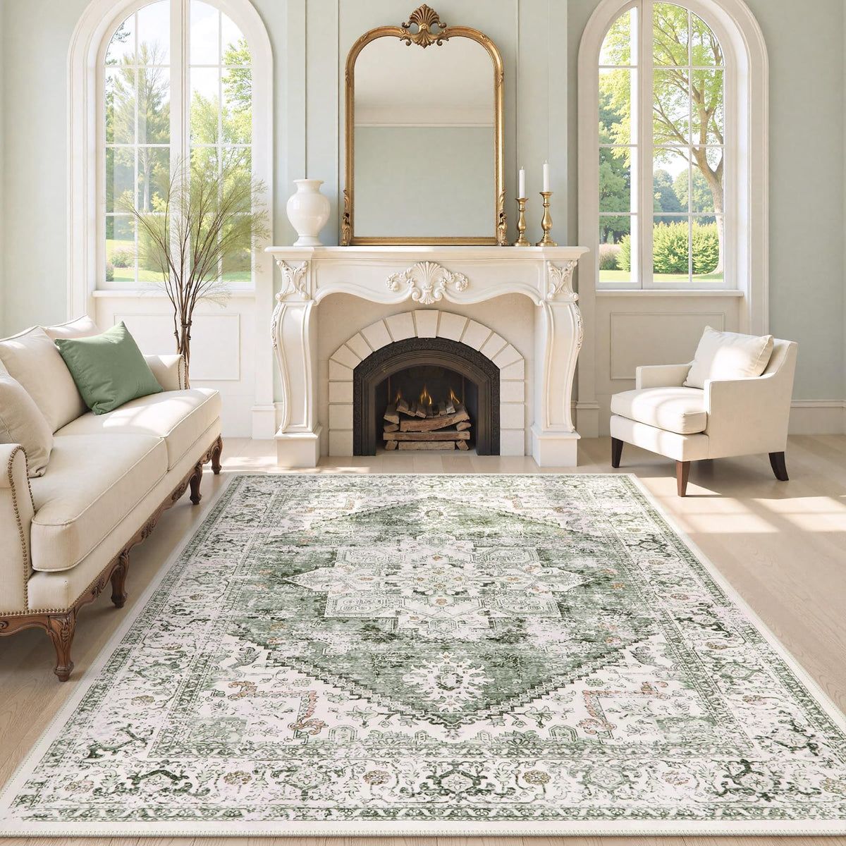 LIVEBOX foldable soft oriental rug 8x10 for easy seasonal storage and no creases.