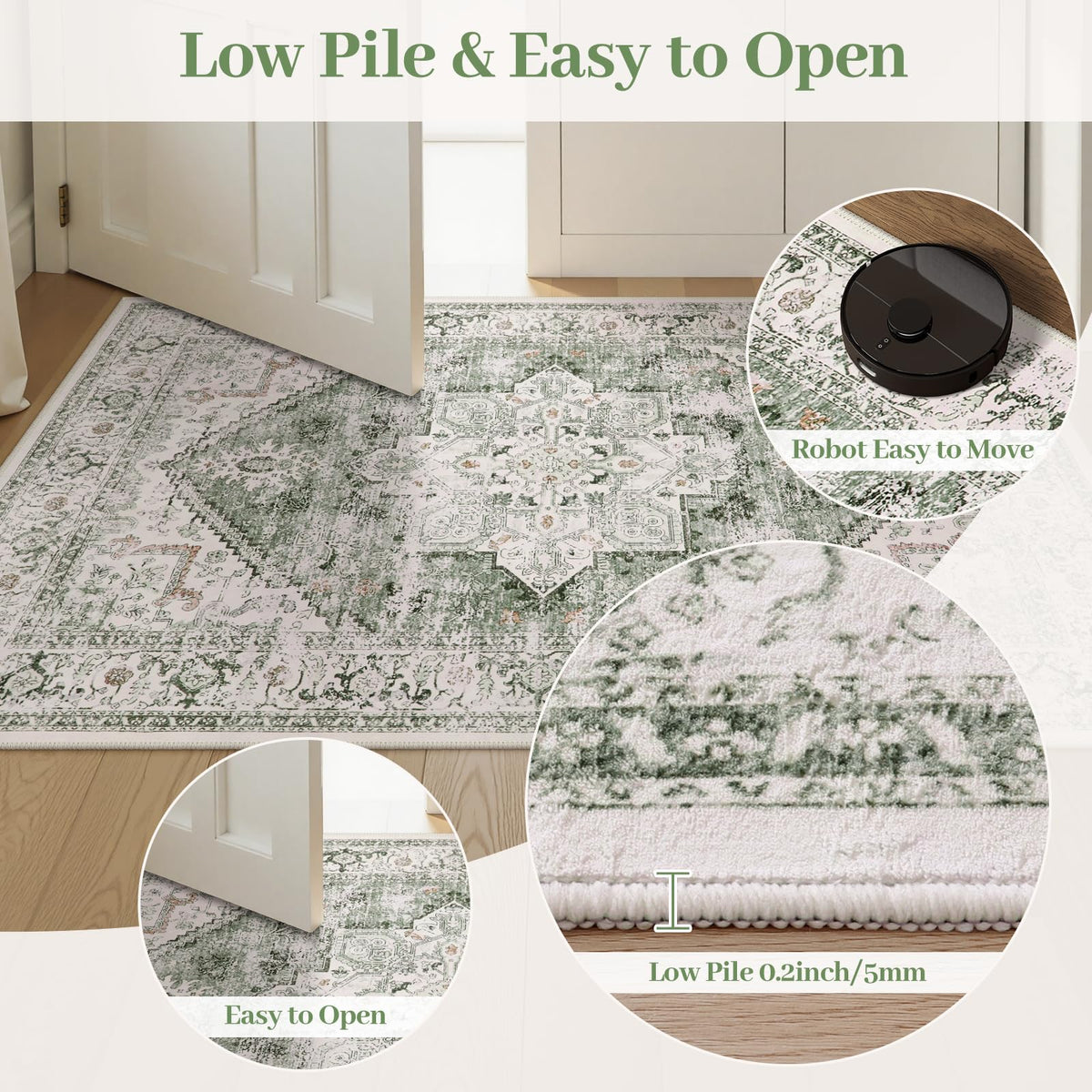 LIVEBOX machine-washable area rug cleans spills quickly and easily.