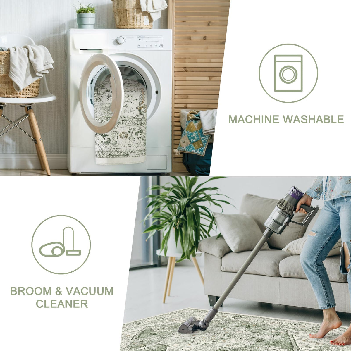 LIVEBOX Machine-washable rug cleans easily with gentle cycles.
