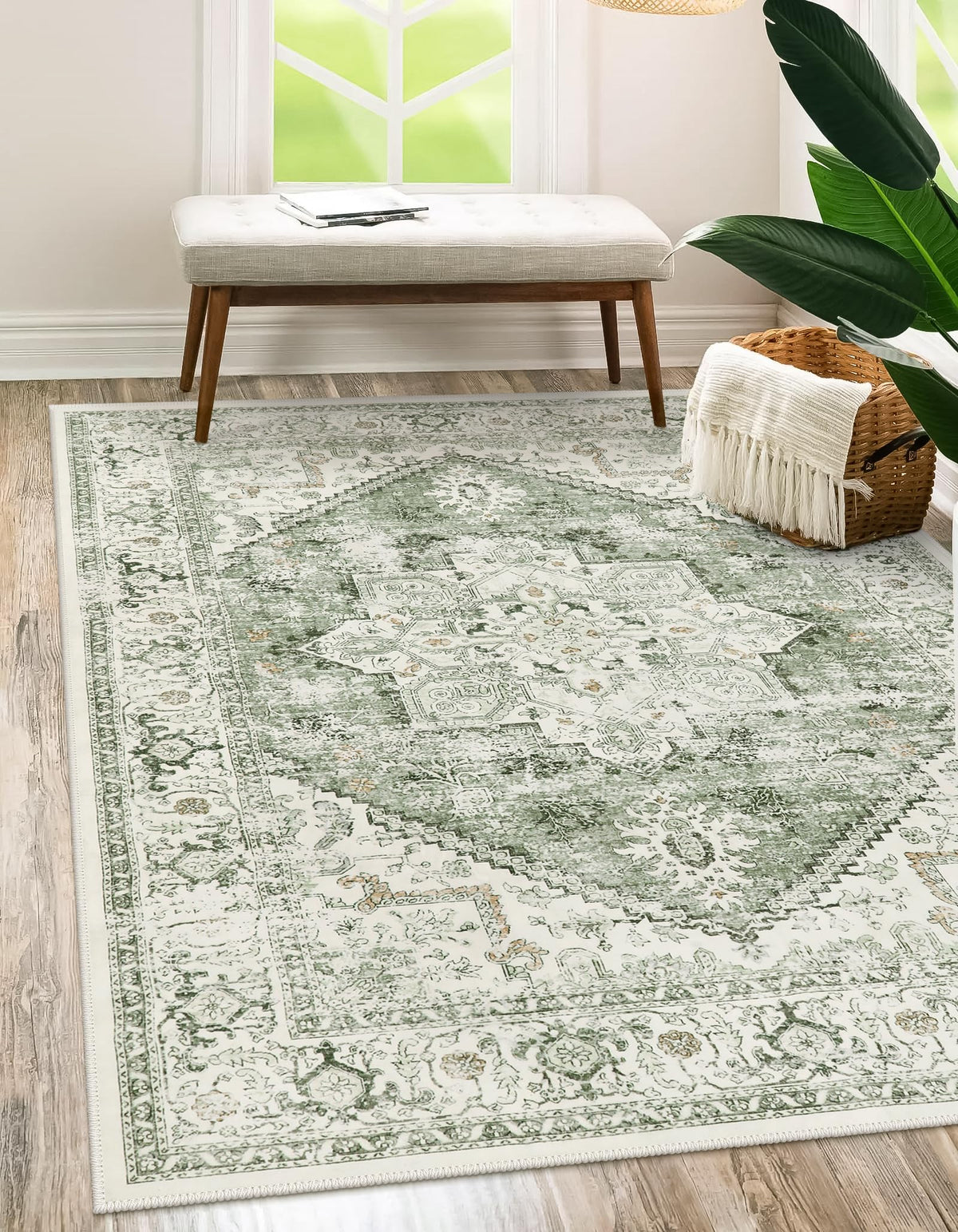 LIVEBOX Washable Area Rug 5x7 with foldable soft texture for easy storage.