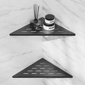 Lives Corner Shelves 2-Pack side view showcases matte black finish for stylish storage.