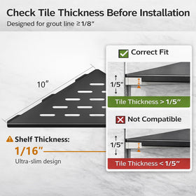 Lives Corner Shelves tiling wall mount demonstrates tile-friendly installation.