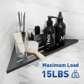 Lives Corner Shelves ultra-thin profile highlights minimalist bathroom design.